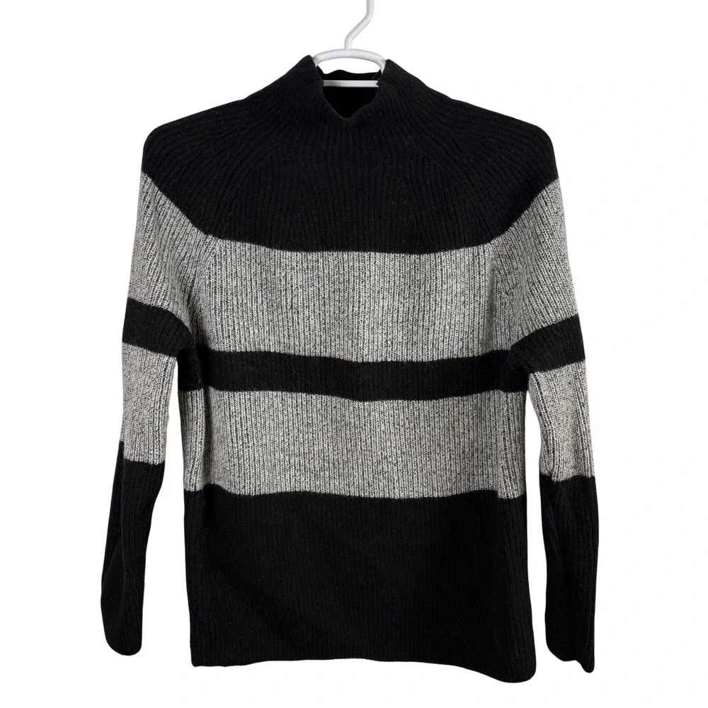 Banana Republic Men's Chunky Knit Sweater Lg Black Gray Wool Blend Fisherman